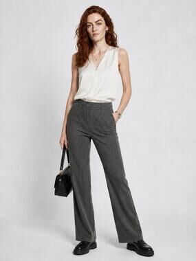 Metro Style Petite Small Stretch Pants – Gray Pinstripe, Elastic Waist (2007)